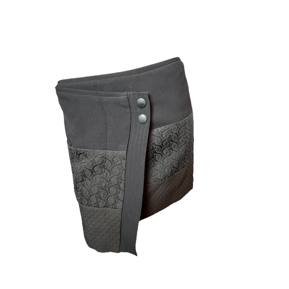 CAbi - Black Textured Pieced Swathe Wrap Skirt #926, S